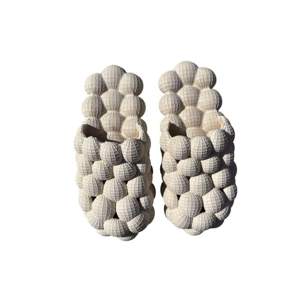 Unbranded Bubble Slides Unisex XL Cream Good‎ Textured Massage Cloud Slippers